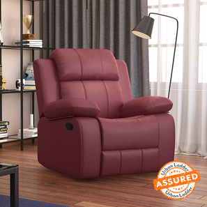 Recliners Design Griffin Leatherette One Seater Manual Recliner in Burgundy Leatherette Colour