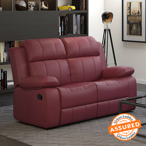 Recliners Design Griffin Leatherette Two Seater Manual Recliner in Burgundy Leatherette Colour