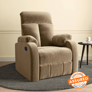 1 Seater Recliners Design Simpson Fabric One Seater Manual Recliner in Beige Colour