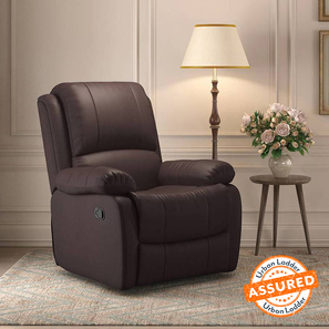 Recliners Design Lebowski Leatherette One Seater Manual Recliner in Dark Chocolate Leatherette Colour