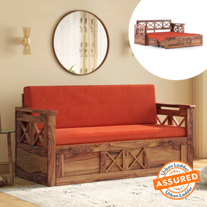 Living Room New Arrivals Design Bram 3 Seater Pull Out Sofa cum Bed In Lava Rust Colour
