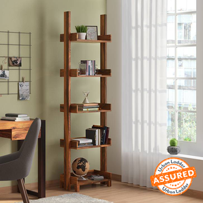 Bookshelf Design Austen Solid Wood Bookshelf in Teak Finish