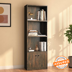 Standalone High Tv Unit Design Darcia Engineered Wood Bookshelf in Rustic Walnut Finish
