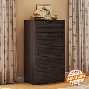 Bennis Range Design Bennis Engineered Wood Chest of 5 Drawers in Dark Walnut Finish