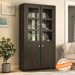 Kitchen Cabinets Design Theodore Engineered Wood Bookshelf in Rustic Walnut Finish