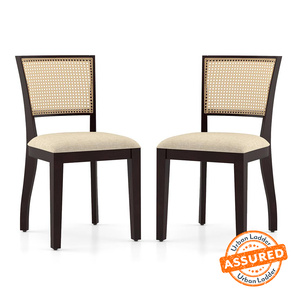 Cane Chair Design Argiro Solid Wood Dining Chair set of 2 in Mahogany Finish