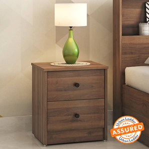 Closed Storage Bedside Tables Design Hazel Engineered Wood Bedside Table in Classic Walnut Finish