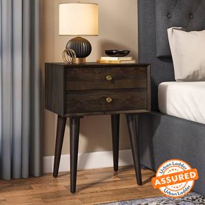 Bedside Tables Design Denton Solid Wood Bedside Table in American Walnut Finish