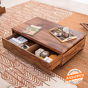Vector Living Room Design Vector Rectangular Solid Wood Coffee Table in Teak Finish