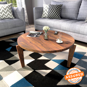 Coffee Tables And Carpets Design Meridian Round Solid Wood Coffee Table in Teak Finish