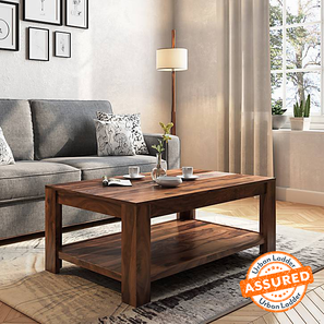 Without Seating Coffee Table Coffee Table Design Striado Rectangular Solid Wood Coffee Table in Teak Finish