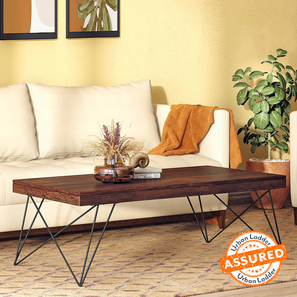 Coffee Table In Lucknow Design Dyson Rectangular Metal Coffee Table in Walnut Finish