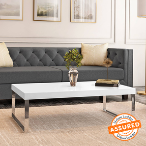 Coffee Table In Lucknow Design Marcel Rectangular Metal Coffee Table in White Gloss Finish