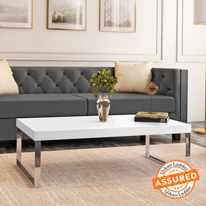 Urban Ladder Bestsellers In Pondicherry Design Marcel Rectangular Metal Coffee Table in White Gloss Finish