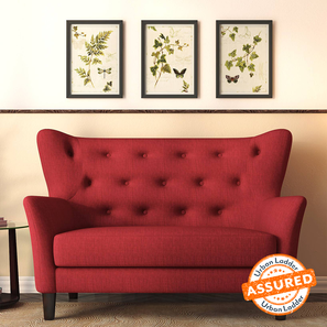 Clearance Sale Fhs Design Frida 2 Seater Fabric Loveseat in Salsa Red Colour