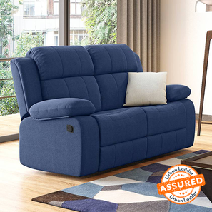 Two Seater Recliner Sofas Design Griffin Fabric Two Seater Manual Recliner in Lapis Blue Fabric Colour