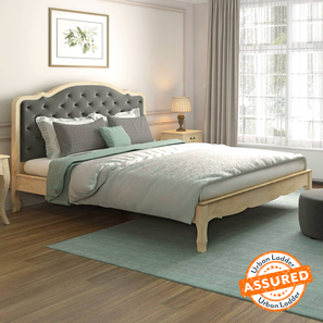 Aara Craft Beds And Bedside Tables Design Helena Solid Wood King Size Upholstered Bed in Finish
