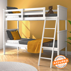Bed Design Hiddensee Solid Wood Bunk Bed in White Colour