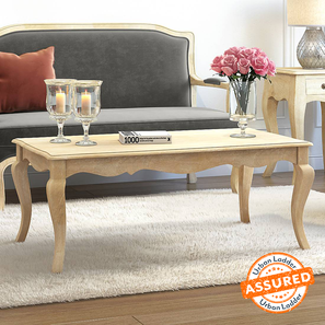 Aara Craft Helena Design Helena Rectangular Solid Wood Coffee Table in White Finish