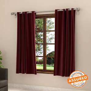 Window Curtains Design Dawn Maroon Polyester Room Darkening Window Curtain