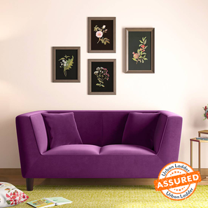 Sofa Design Janet 2 Seater Fabric Loveseat in Plumy Purple Velvet Colour