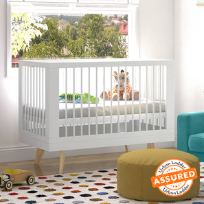 Baby Swing Design Koster Solid Wood Crib in White Colour