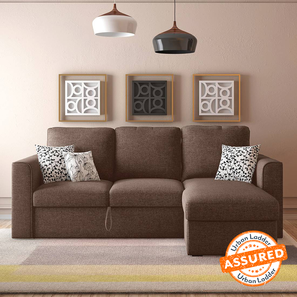 Sofa Cum Bed In Junagadh Design Kowloon Sectional 3 Seater Pull Out Sofa cum Bed In Daschund Brown Colour