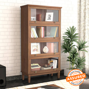 Storage Study In Mysuru Design Malabar Solid Wood Bookshelf in Amber Walnut Finish