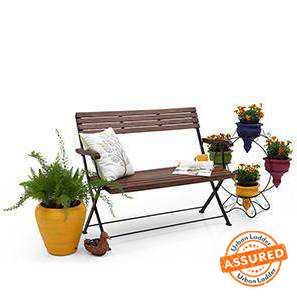 Balcony Chairs Design Masai Solid Wood Bench in Dark Teak Finish