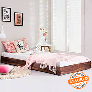 Single Beds Without Storage Design Merritt Solid Wood Single Size Bed in Teak Finish