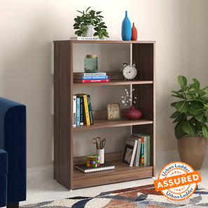 Bookcase Design Megan Engineered Wood Bookshelf in Classic Walnut Finish