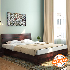 Beds Without Storage Design Ohio Solid Wood Queen Size Non Storage Bed in Mahogany Finish
