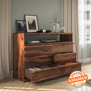 Bed Room Bestsellers In Jamnagar Design Ohio Solid Wood Chest of 6 Drawers in Teak Finish