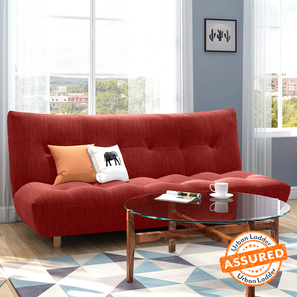 Living Room Bestsellers Design Palermo 3 Seater Click Clack Sofa cum Bed In Salsa Red Colour