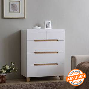 Drawer Design Oslo Engineered Wood Chest of 5 Drawers in White Finish