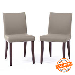 Metal Dining Chairs Design Persica Solid Wood Dining Chair set of 2 in Dark Walnut Finish