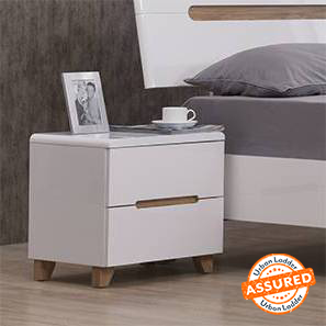 Closed Storage Bedside Tables Design Oslo Engineered Wood Bedside Table in White Finish