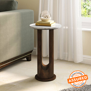 Orra end table finish   white marble and mango walnut lp