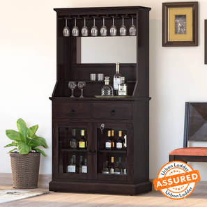 Luxurious Walnut Wooden Bar Wall Shelf / Mini Bar Cabinet