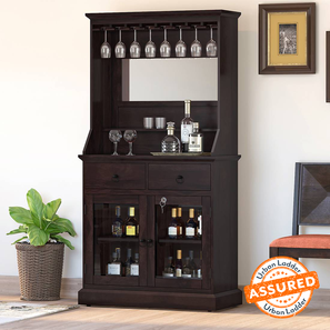 Bar Cabinet Design Riveria Solid Wood Free Standing Bar Cabinet in Mahogany Finish