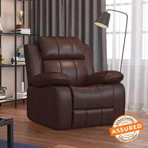 Recliners Design Robert Leather One Seater Manual Recliner in Brown Colour