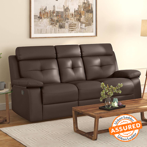 Recliners Design Raphael Leatherette Three Seater Manual Recliner in Brown Colour