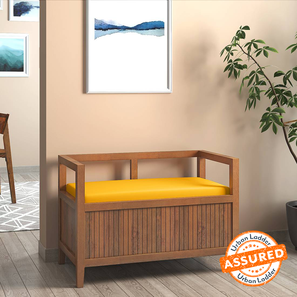 Wooden Trunks Design Rhodes Solid Wood Bench in Amber Walnut Finish