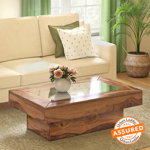Sofa Table Design Rae Rectangular Solid Wood Coffee Table in Teak Finish