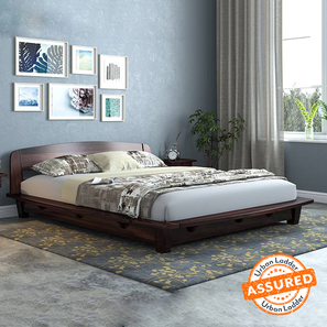Queen Size Bed Design Tahiti Solid Wood Queen Size Bed in Mahogany Finish