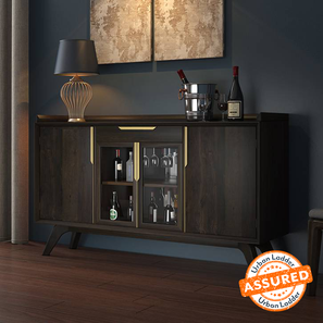 Taarkashi Range Design Taarkashi Solid Wood Bar Cabinet in American Walnut Finish