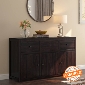 Crockery Unit Design Striado Solid Wood Sideboard in Mahogany Finish