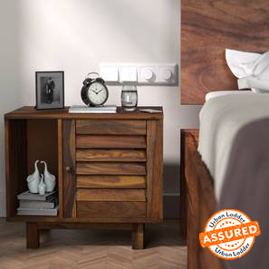 Bedside Tables In Chandigarh Design Terence Solid Wood Bedside Table in Teak Finish