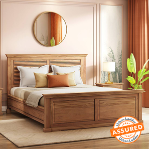Teak Wood Bed Design Tuscany Solid Wood King Size Bed in Natural Teak Finish