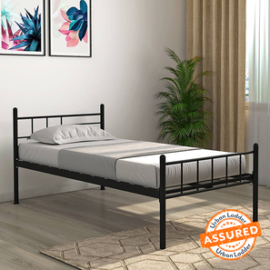 Single Beds Without Storage Design Weaver Metal Single Size Bed in Black Finish
